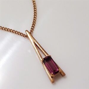 Vintage Avon Amethyst Elegant Gold and Purple Pendant Necklace